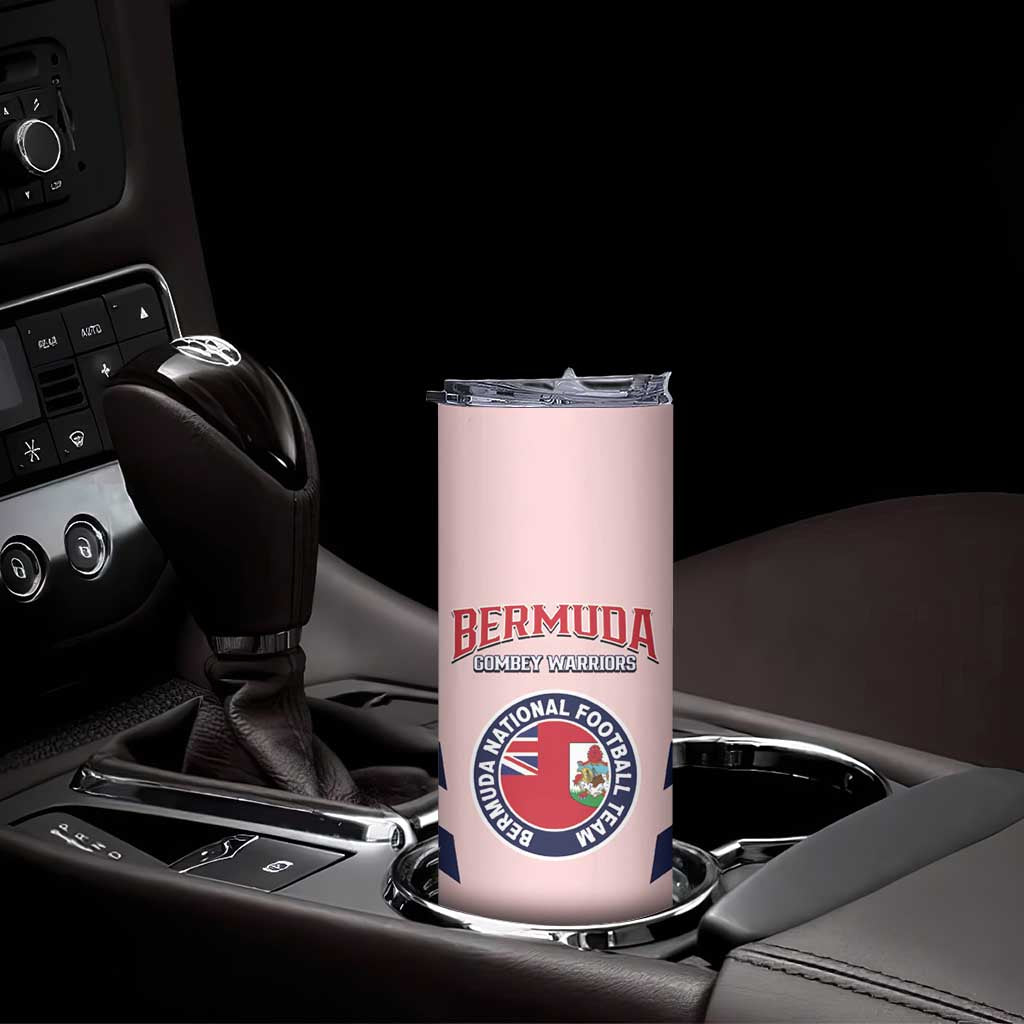 Custom Bermuda Football Skinny Tumbler 2025 Go Gombey Warriors - Pink