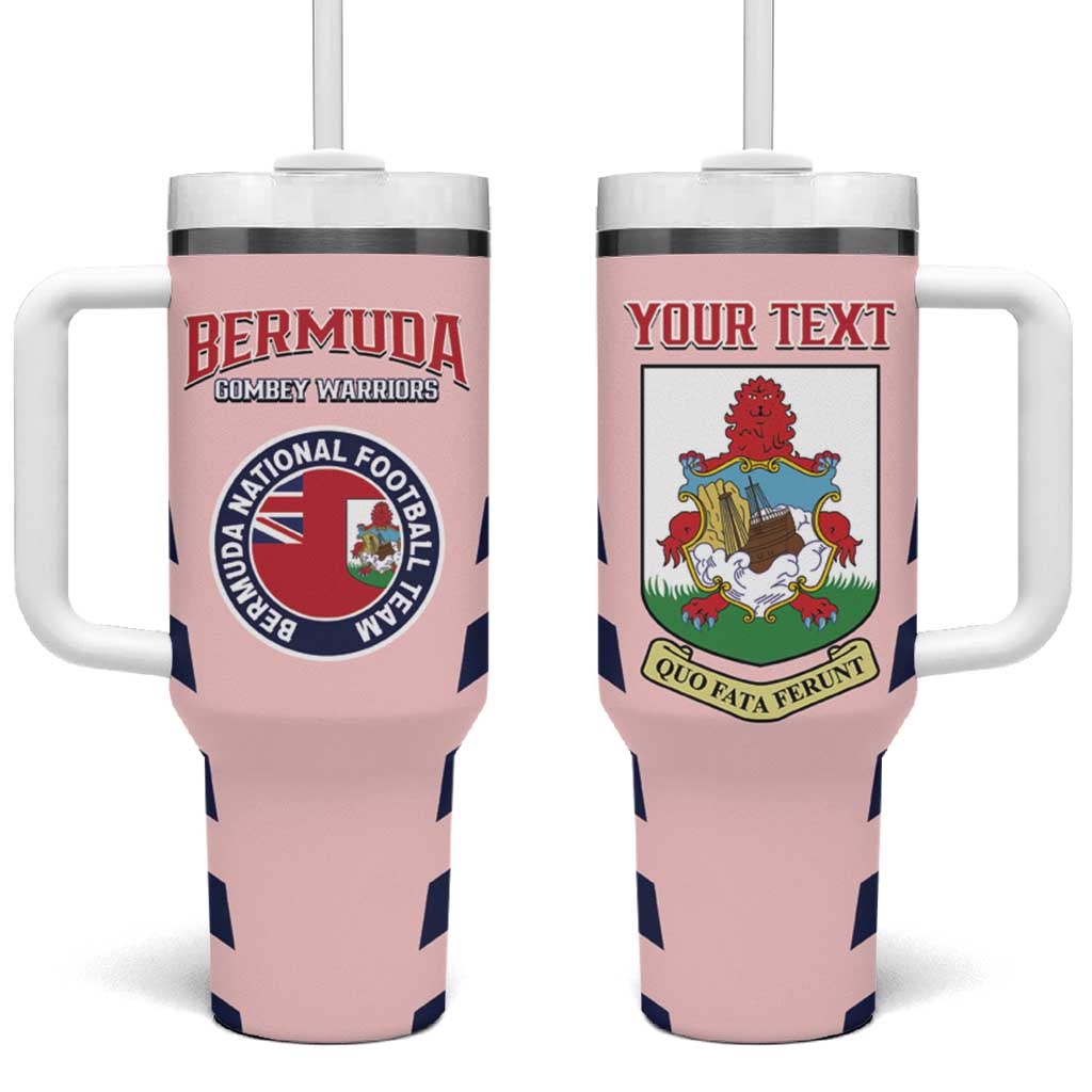 Custom Bermuda Football Tumbler With Handle 2025 Go Gombey Warriors - Pink