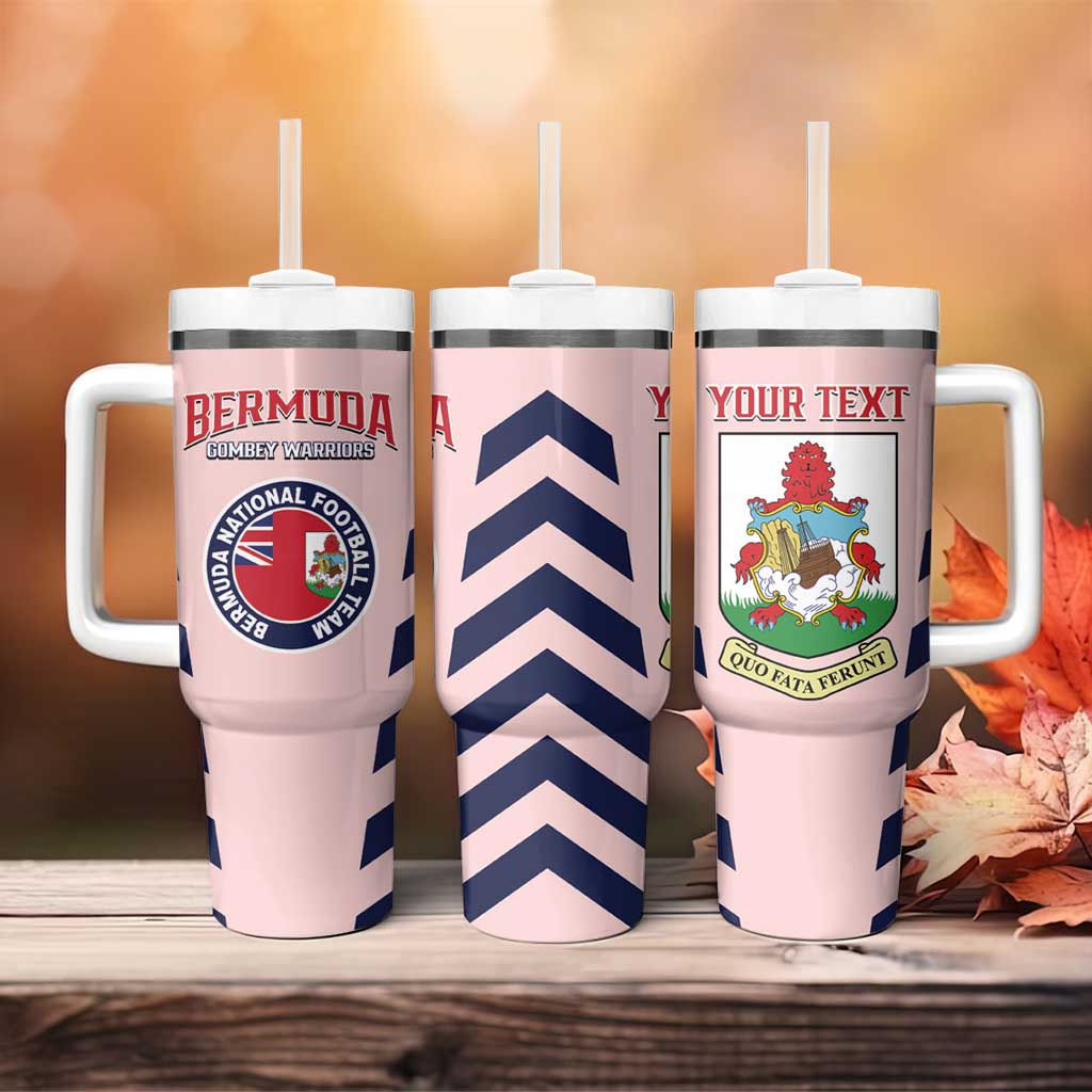 Custom Bermuda Football Tumbler With Handle 2025 Go Gombey Warriors - Pink