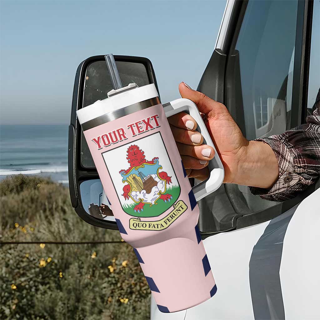 Custom Bermuda Football Tumbler With Handle 2025 Go Gombey Warriors - Pink