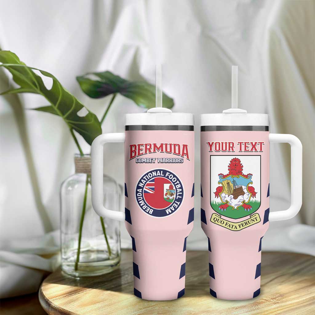 Custom Bermuda Football Tumbler With Handle 2025 Go Gombey Warriors - Pink