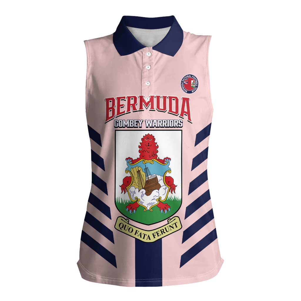 Custom Bermuda Football Women Sleeveless Polo Shirt 2025 Go Gombey Warriors - Pink