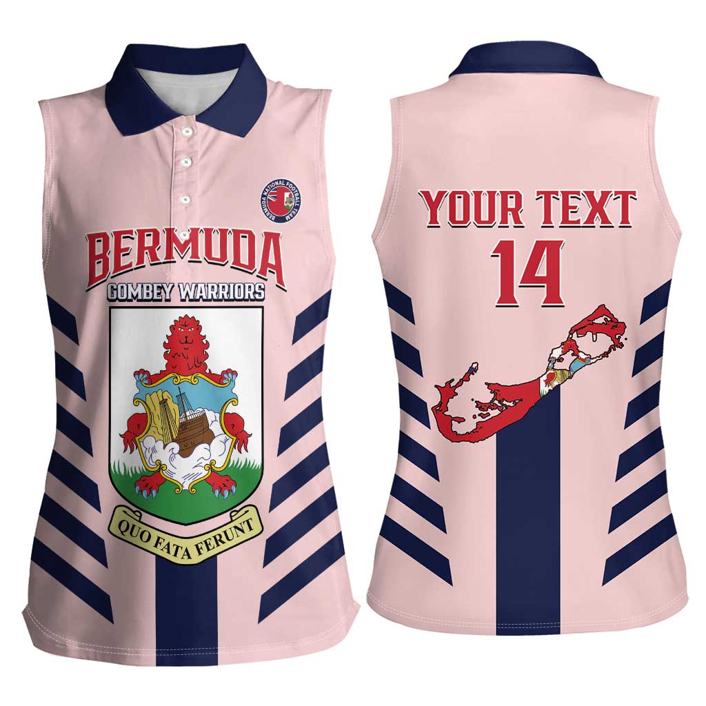 Custom Bermuda Football Women Sleeveless Polo Shirt 2025 Go Gombey Warriors - Pink