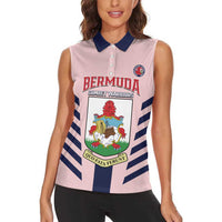 Custom Bermuda Football Women Sleeveless Polo Shirt 2025 Go Gombey Warriors - Pink