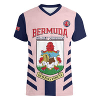 Custom Bermuda Football Women V-Neck T-Shirt 2025 Go Gombey Warriors - Pink