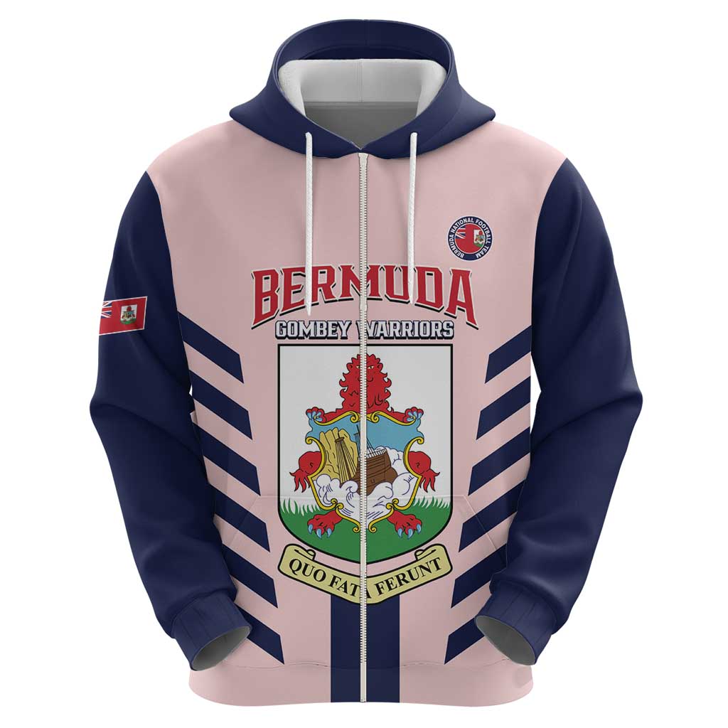 Custom Bermuda Football Zip Hoodie 2025 Go Gombey Warriors - Pink