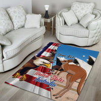 Personalised United States And Australia Area Rug USA Eagle With Aussie Kangaroo - Wonder Print Shop