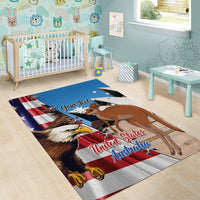 Personalised United States And Australia Area Rug USA Eagle With Aussie Kangaroo - Wonder Print Shop