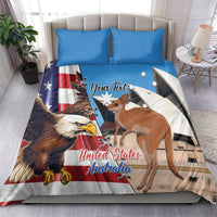 Personalised United States And Australia Bedding Set USA Eagle With Aussie Kangaroo - Wonder Print Shop