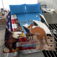 Personalised United States And Australia Bedding Set USA Eagle With Aussie Kangaroo - Wonder Print Shop