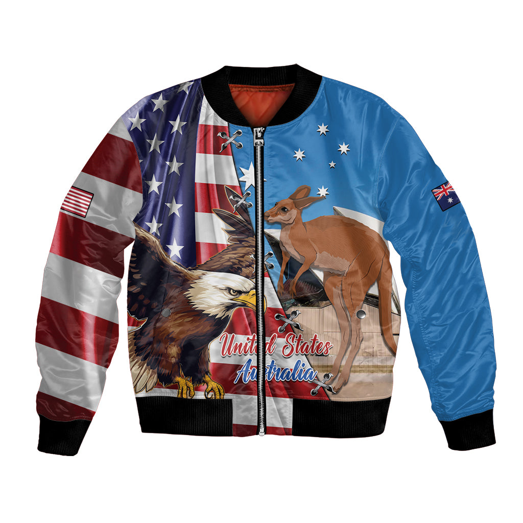 Personalised United States And Australia Bomber Jacket USA Eagle With Aussie Kangaroo - Wonder Print Shop