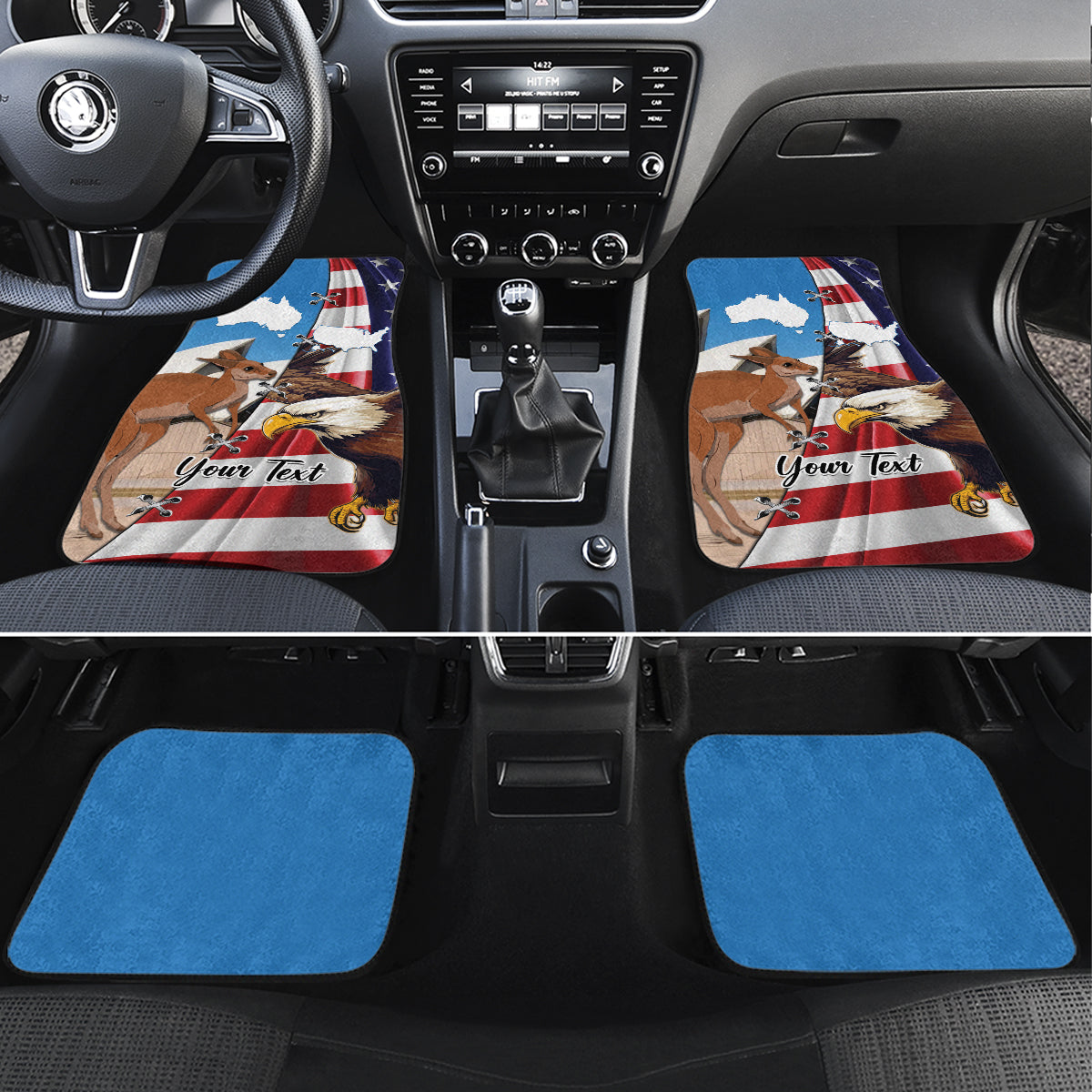 Personalised United States And Australia Car Mats USA Eagle With Aussie Kangaroo - Wonder Print Shop