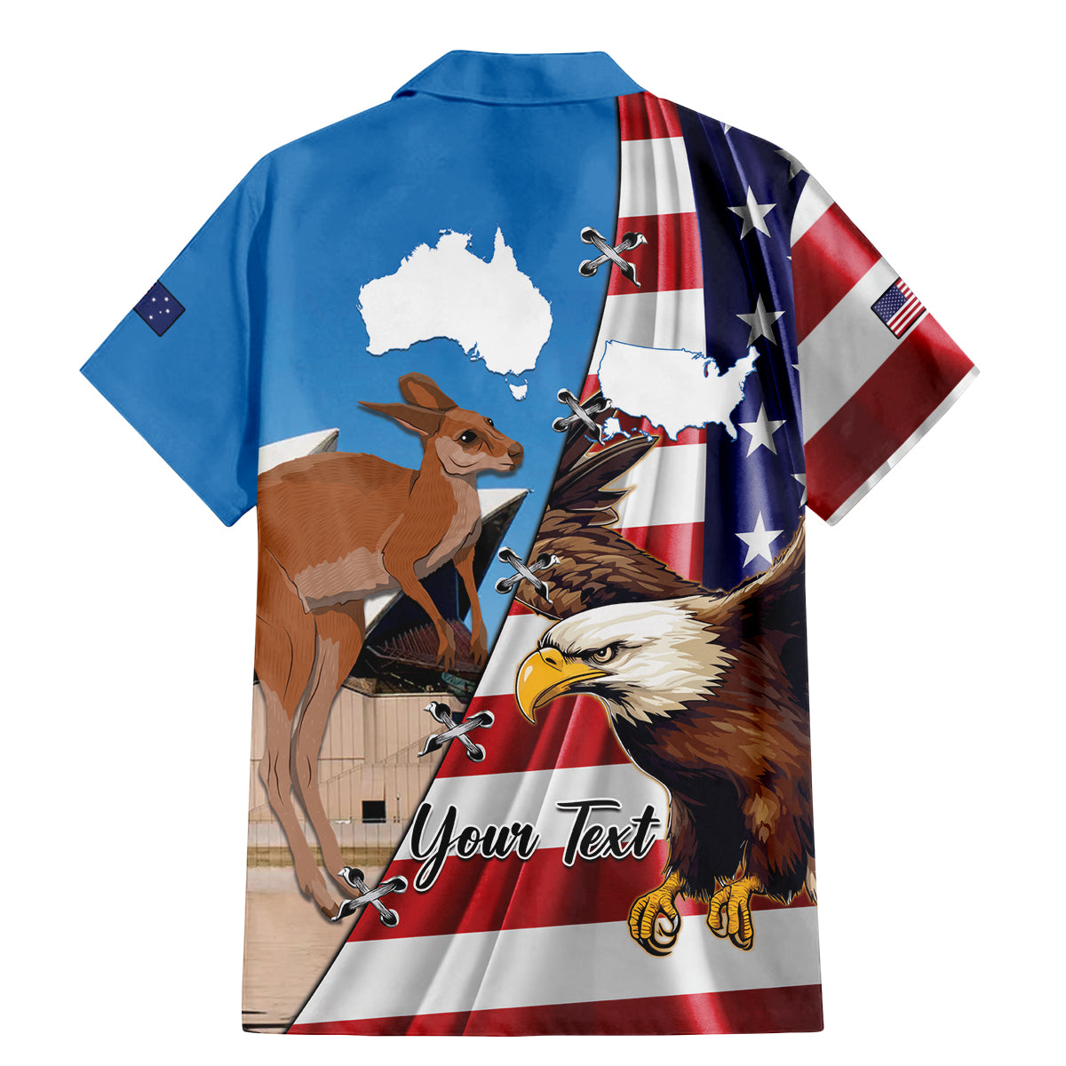Personalised United States And Australia Family Matching Mermaid Dress and Hawaiian Shirt USA Eagle With Aussie Kangaroo - Wonder Print Shop