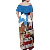 Personalised United States And Australia Family Matching Off Shoulder Maxi Dress and Hawaiian Shirt USA Eagle With Aussie Kangaroo - Wonder Print Shop