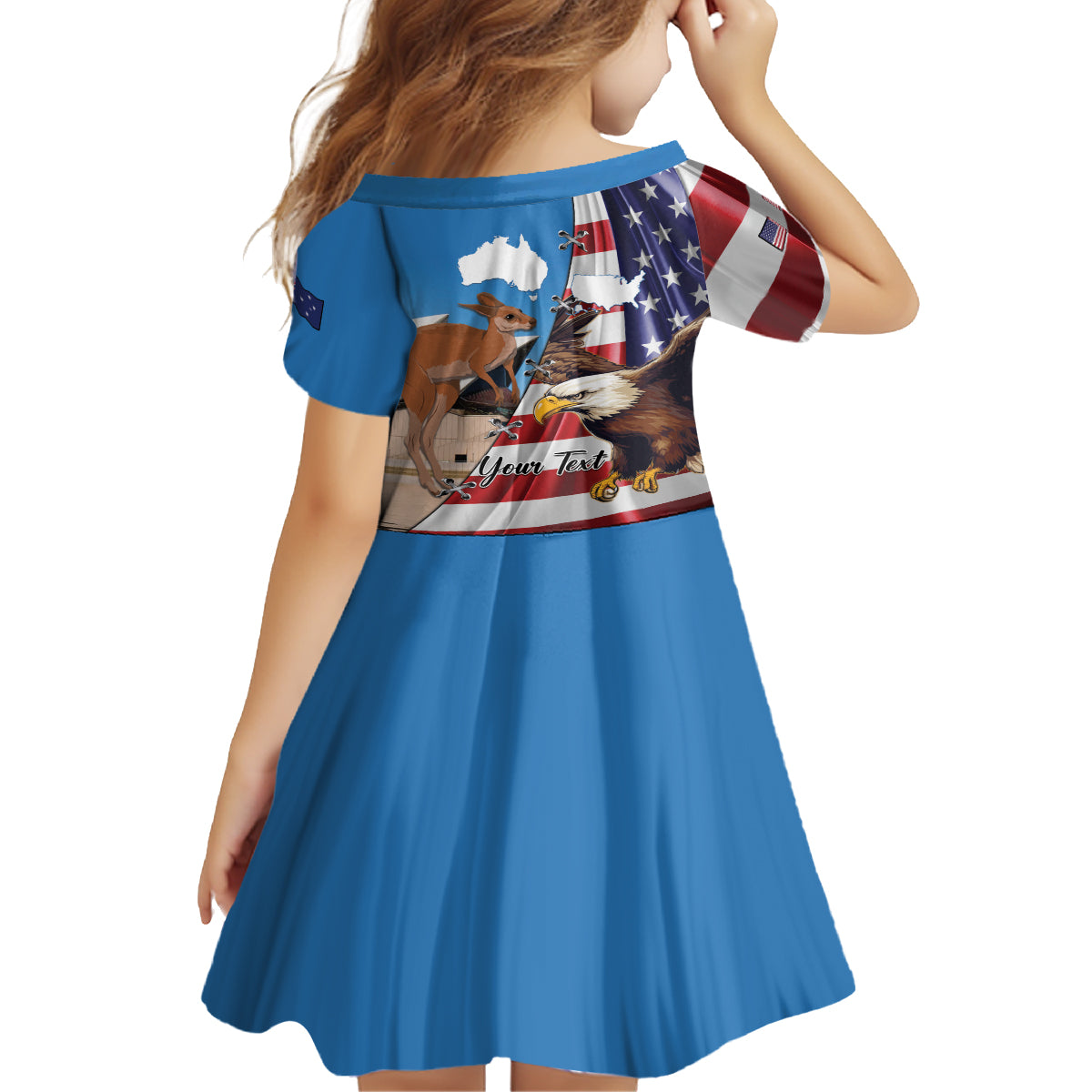 Personalised United States And Australia Family Matching Puletasi and Hawaiian Shirt USA Eagle With Aussie Kangaroo - Wonder Print Shop