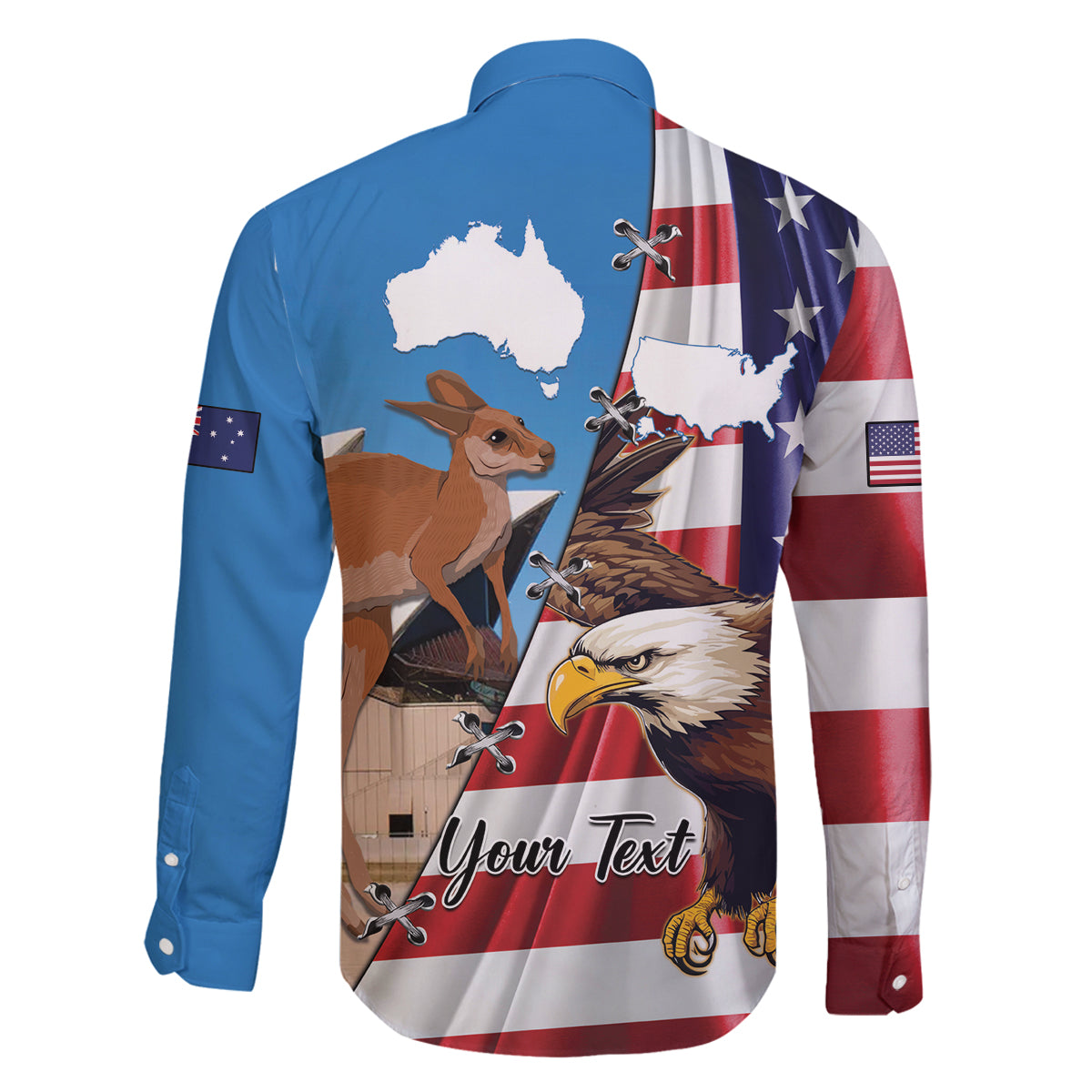 Personalised United States And Australia Family Matching Summer Maxi Dress and Hawaiian Shirt USA Eagle With Aussie Kangaroo - Wonder Print Shop