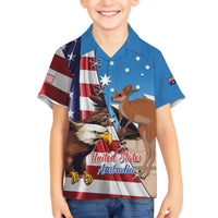Personalised United States And Australia Family Matching Tank Maxi Dress and Hawaiian Shirt USA Eagle With Aussie Kangaroo - Wonder Print Shop