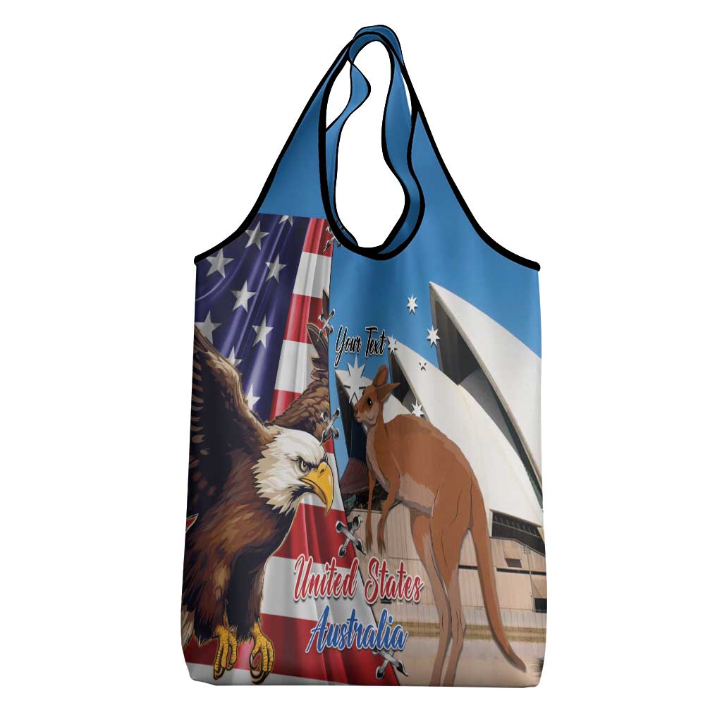 Personalised United States And Australia Grocery Bag USA Eagle With Aussie Kangaroo
