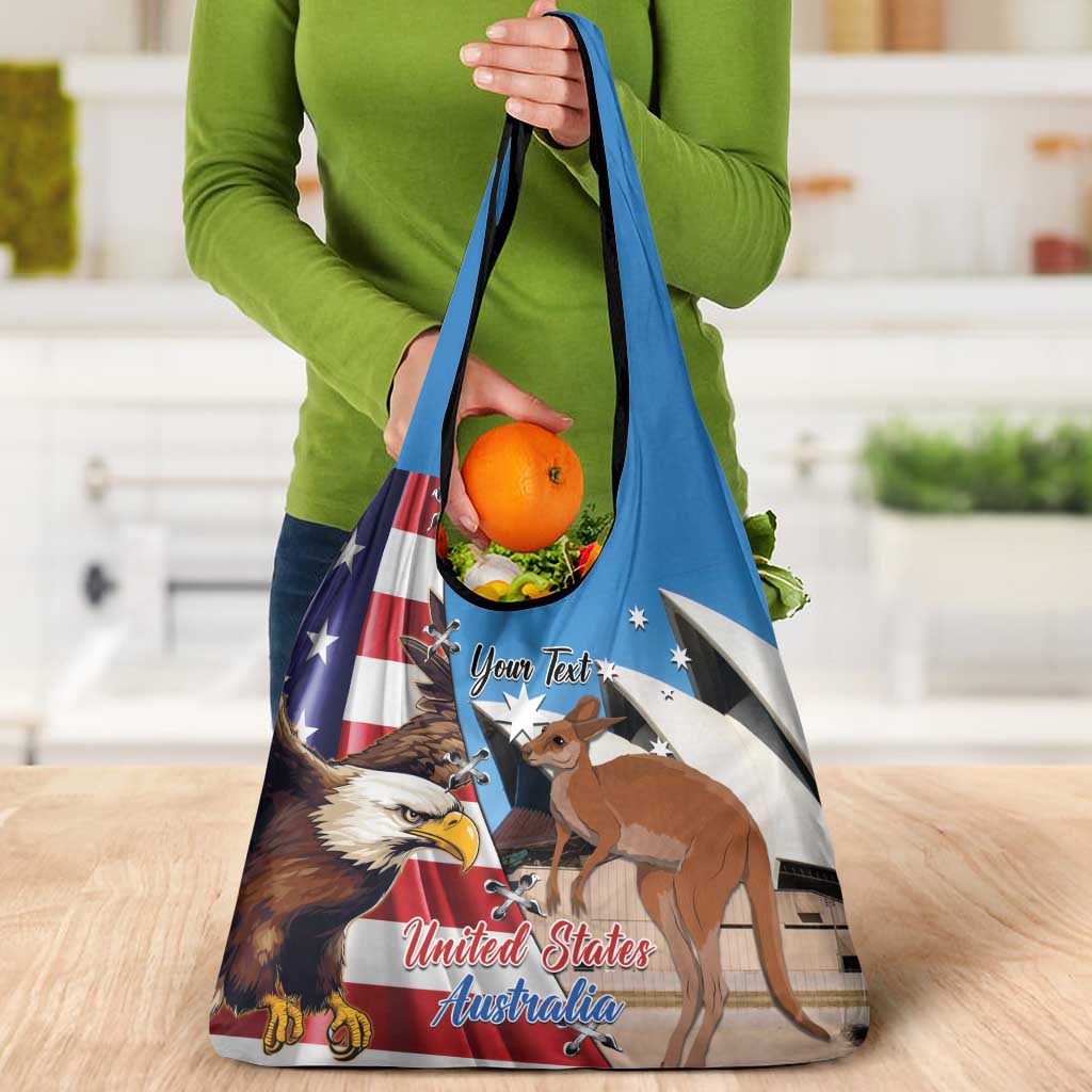 Personalised United States And Australia Grocery Bag USA Eagle With Aussie Kangaroo