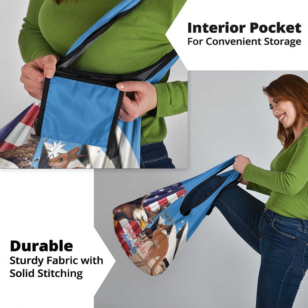 Personalised United States And Australia Grocery Bag USA Eagle With Aussie Kangaroo