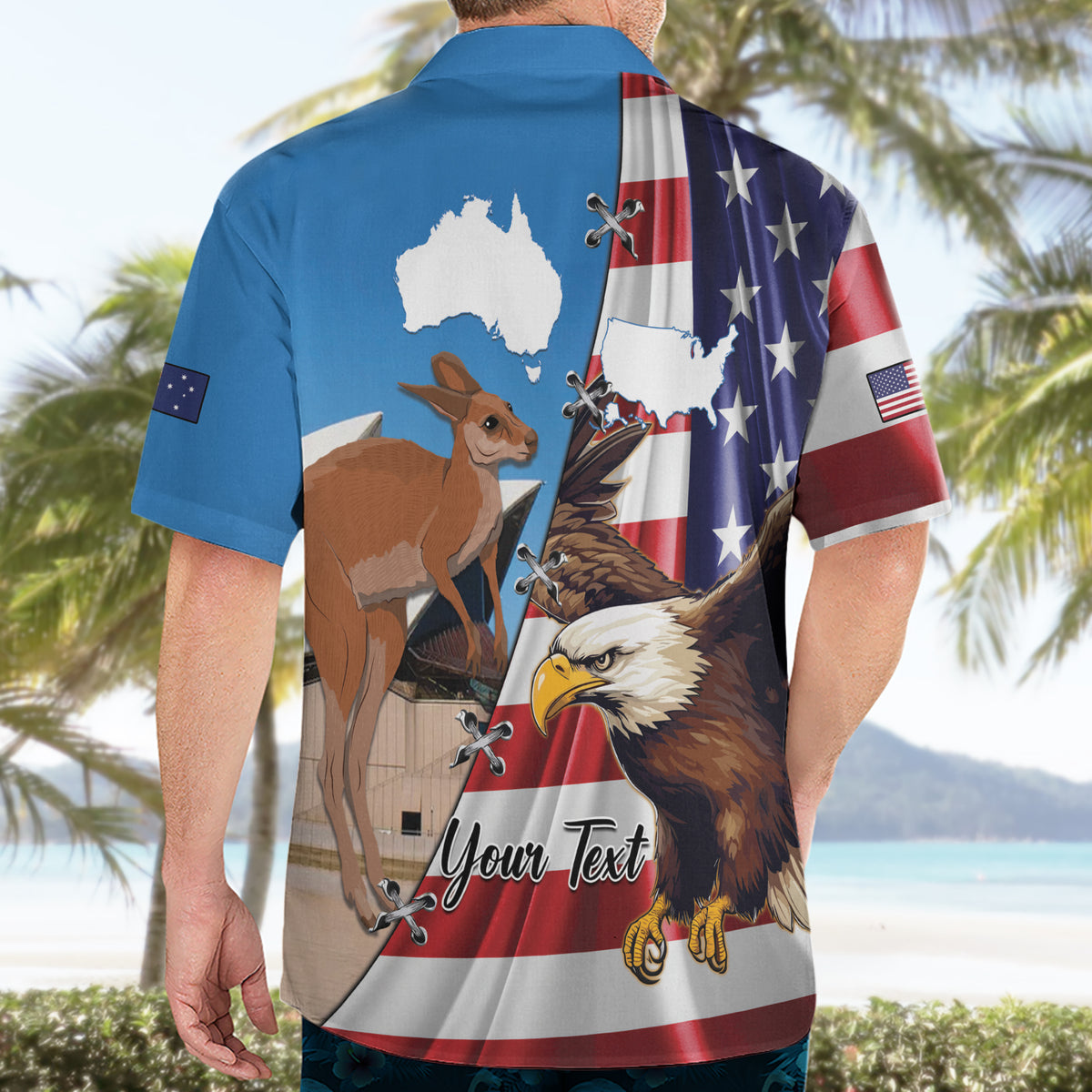 Personalised United States And Australia Hawaiian Shirt USA Eagle With Aussie Kangaroo - Wonder Print Shop