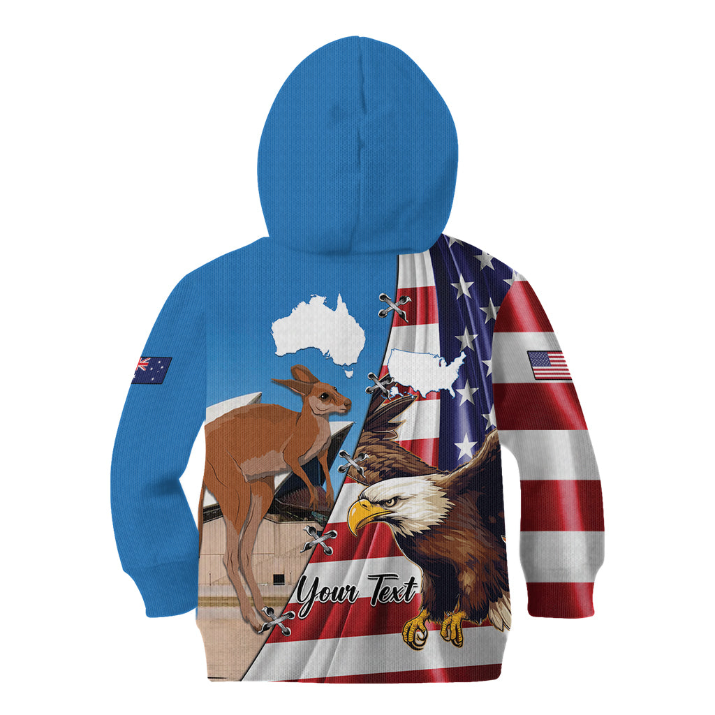 Personalised United States And Australia Kid Hoodie USA Eagle With Aussie Kangaroo - Wonder Print Shop