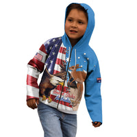 Personalised United States And Australia Kid Hoodie USA Eagle With Aussie Kangaroo - Wonder Print Shop