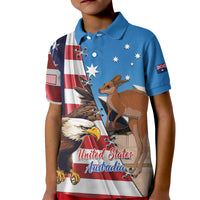 Personalised United States And Australia Kid Polo Shirt USA Eagle With Aussie Kangaroo - Wonder Print Shop