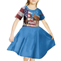 Personalised United States And Australia Kid Short Sleeve Dress USA Eagle With Aussie Kangaroo - Wonder Print Shop