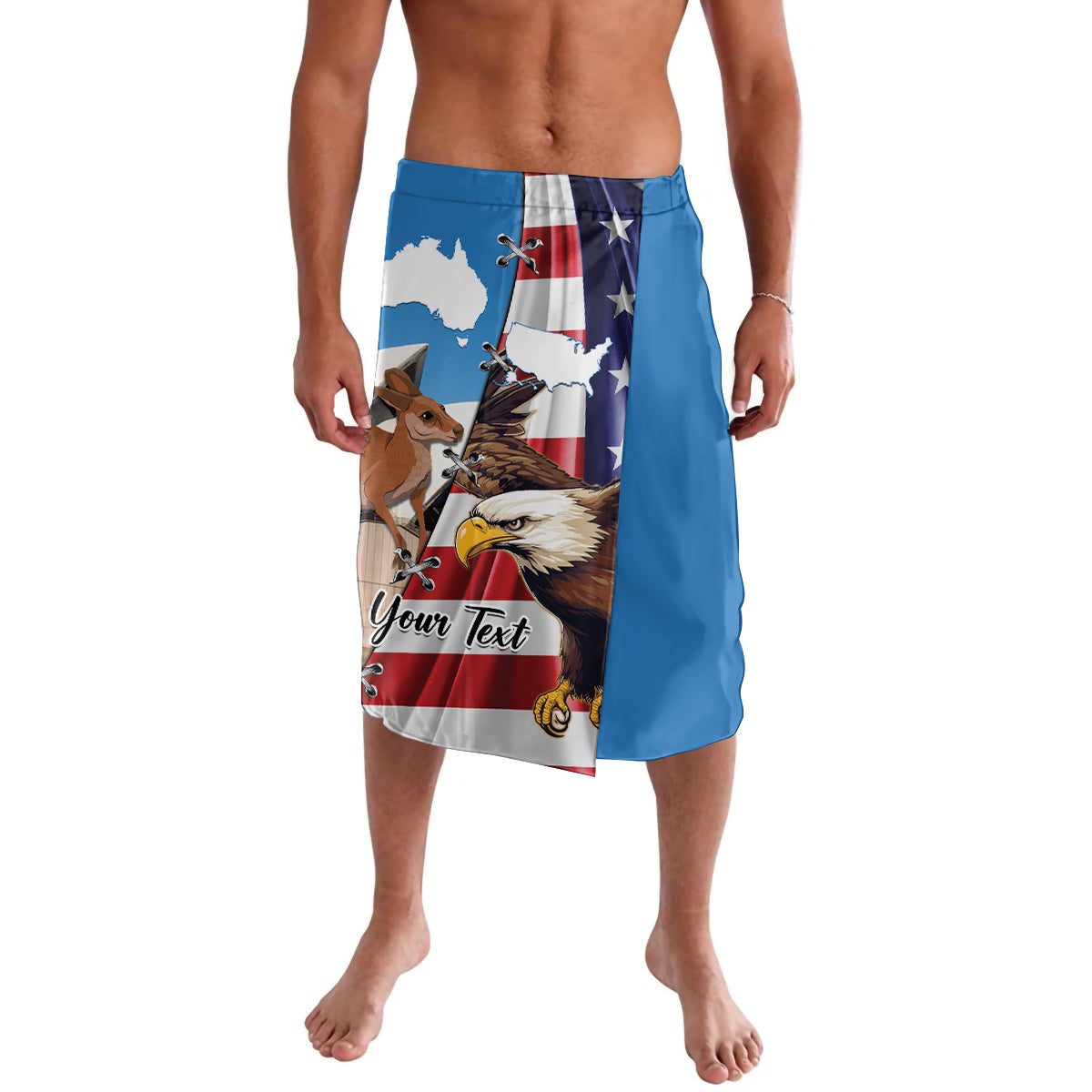 Personalised United States And Australia Lavalava USA Eagle With Aussie Kangaroo - Wonder Print Shop
