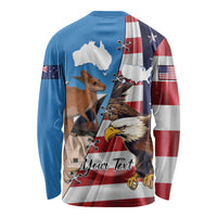 Personalised United States And Australia Long Sleeve Shirt USA Eagle With Aussie Kangaroo - Wonder Print Shop