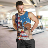 Personalised United States And Australia Men Tank Top USA Eagle With Aussie Kangaroo - Wonder Print Shop
