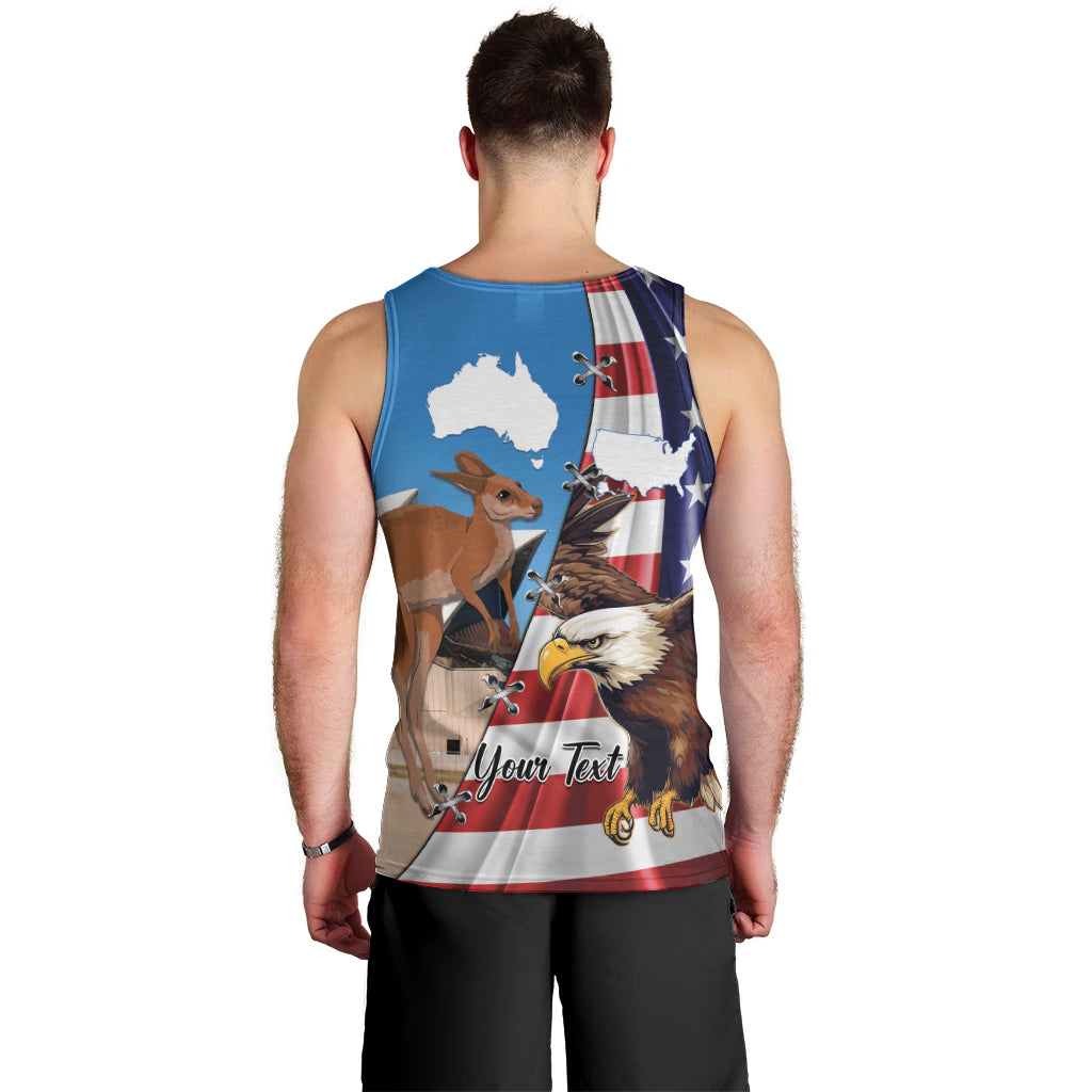 Personalised United States And Australia Men Tank Top USA Eagle With Aussie Kangaroo - Wonder Print Shop