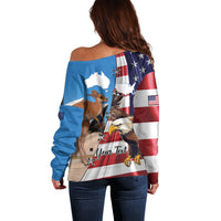 Personalised United States And Australia Off Shoulder Sweater USA Eagle With Aussie Kangaroo - Wonder Print Shop