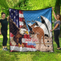 Personalised United States And Australia Quilt USA Eagle With Aussie Kangaroo - Wonder Print Shop