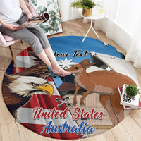 Personalised United States And Australia Round Carpet USA Eagle With Aussie Kangaroo