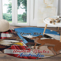 Personalised United States And Australia Round Carpet USA Eagle With Aussie Kangaroo