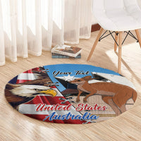 Personalised United States And Australia Round Carpet USA Eagle With Aussie Kangaroo
