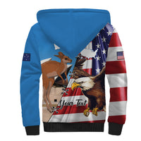 Personalised United States And Australia Sherpa Hoodie USA Eagle With Aussie Kangaroo - Wonder Print Shop