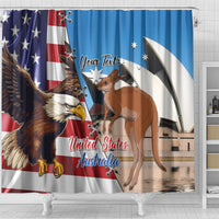 Personalised United States And Australia Shower Curtain USA Eagle With Aussie Kangaroo