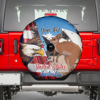 Personalised United States And Australia Spare Tire Cover USA Eagle With Aussie Kangaroo - Wonder Print Shop