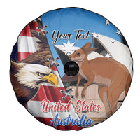Personalised United States And Australia Spare Tire Cover USA Eagle With Aussie Kangaroo - Wonder Print Shop