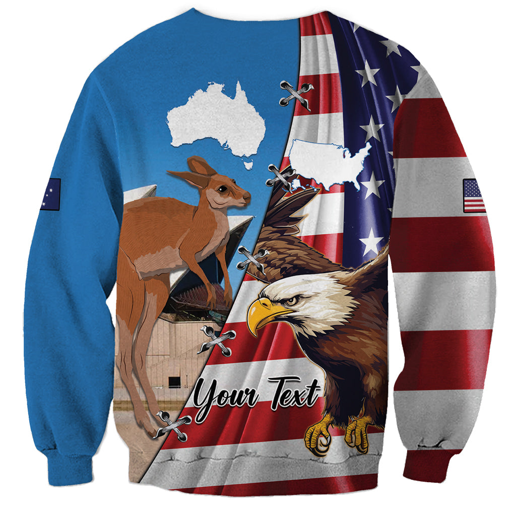 Personalised United States And Australia Sweatshirt USA Eagle With Aussie Kangaroo - Wonder Print Shop