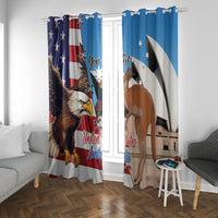 Personalised United States And Australia Window Curtain USA Eagle With Aussie Kangaroo - Wonder Print Shop