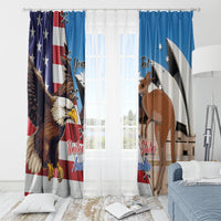 Personalised United States And Australia Window Curtain USA Eagle With Aussie Kangaroo - Wonder Print Shop