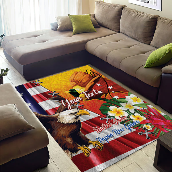 Personalised United States And Papua New Guinea Area Rug USA Eagle With ...