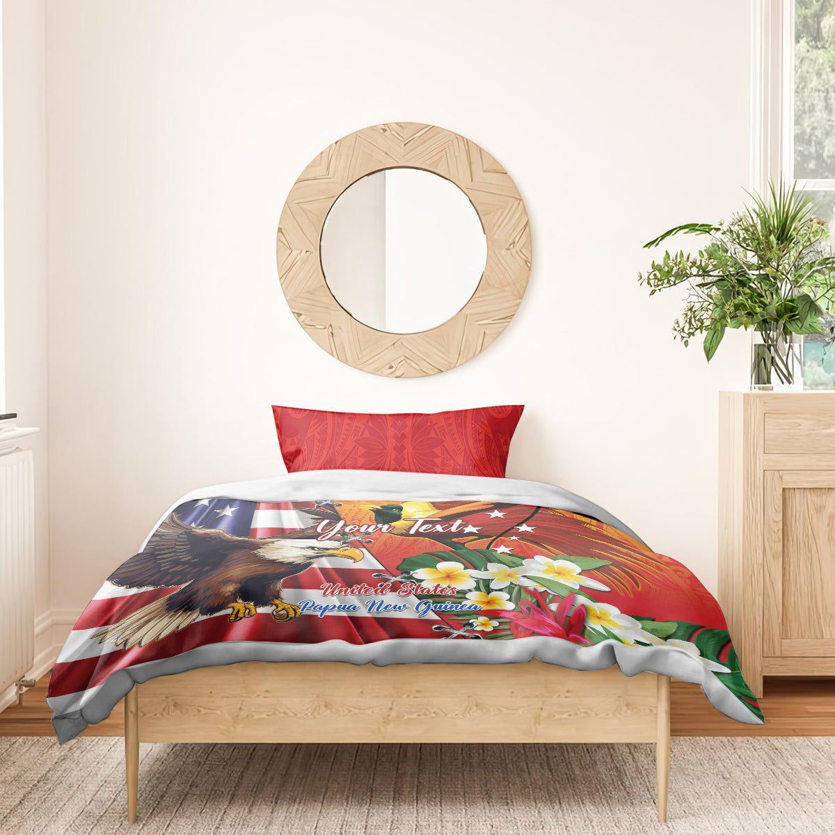 Personalised United States And Papua New Guinea Bedding Set USA Eagle With PNG Bird Of Paradise - Wonder Print Shop
