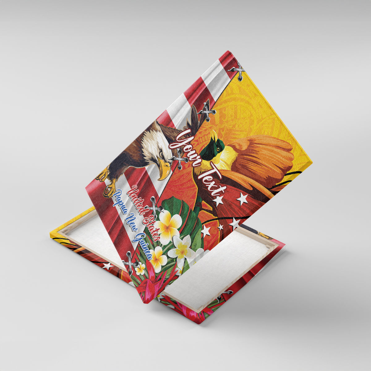 Personalised United States And Papua New Guinea Canvas Wall Art USA Eagle With PNG Bird Of Paradise - Wonder Print Shop