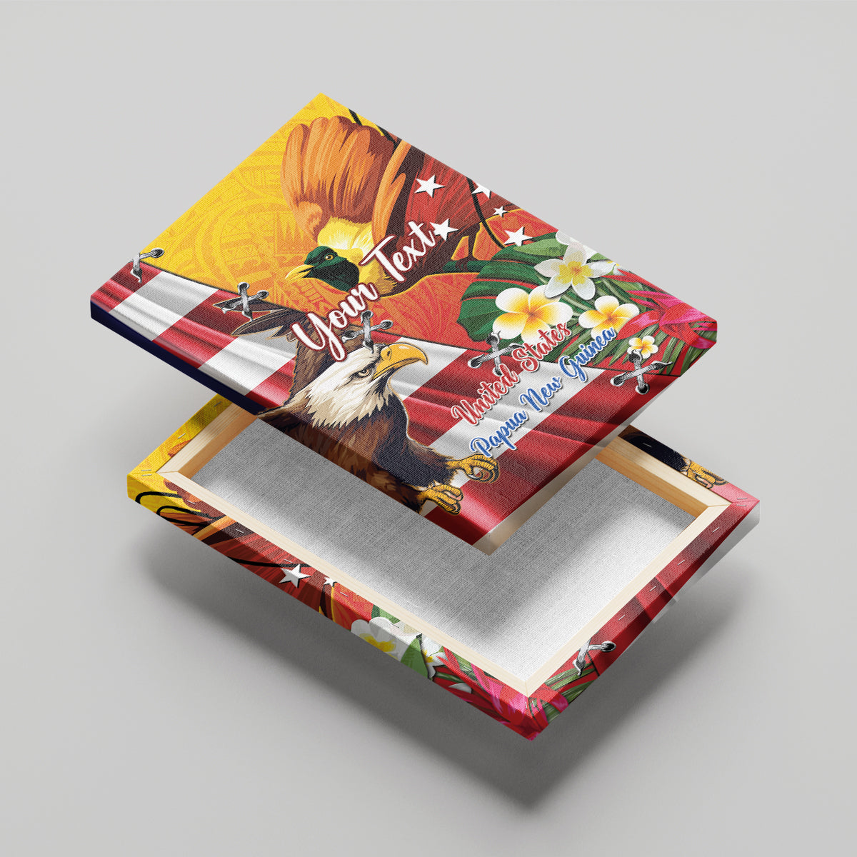 Personalised United States And Papua New Guinea Canvas Wall Art USA Eagle With PNG Bird Of Paradise - Wonder Print Shop