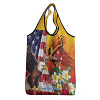 Personalised United States And Papua New Guinea Grocery Bag USA Eagle With PNG Bird Of Paradise